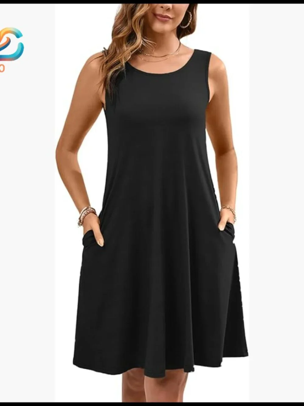 Sleeveless Swing Dress with Pockets, Casual Summer Beach Wear - Picture 1 of 5